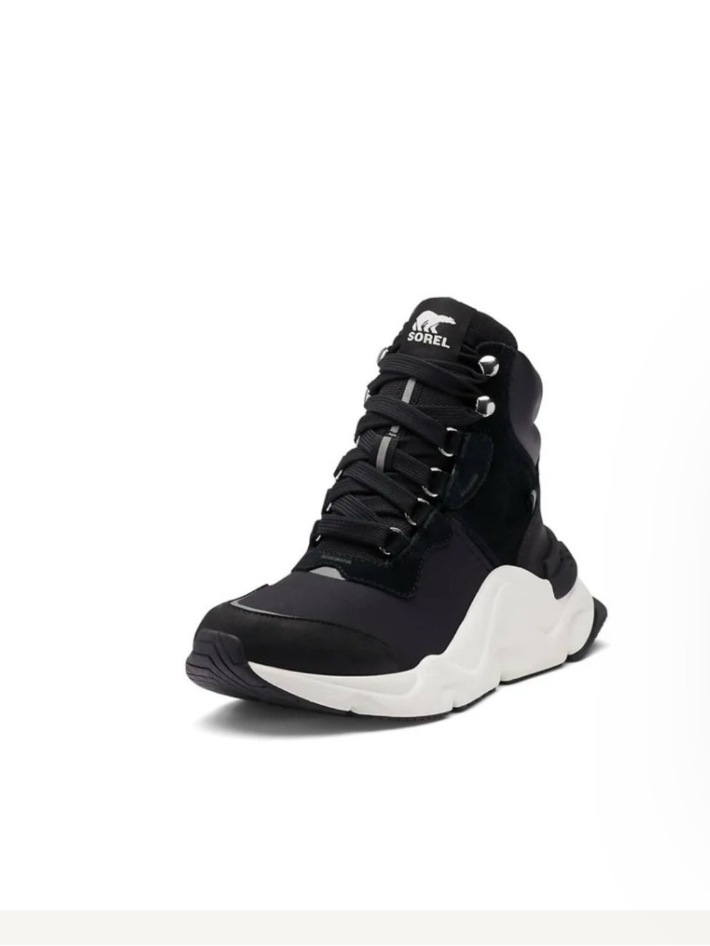 Sorel Women's Kinetic RNEGD Conquest Boot Black White Sz 7